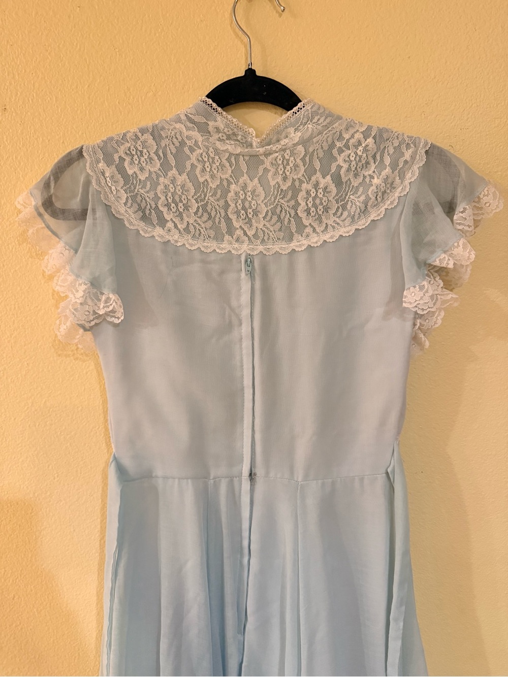 Gunne Sax Light Blue Maxi Dress with Lace Pearl Trim cottagecore prairi no size - Picture 8 of 11